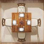 Brown / Black Square Dining Table – Cracked Oak Finish, Solid Wood Legs, Seats 2–4