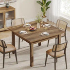 Brown / Black Square Dining Table – Cracked Oak Finish, Solid Wood Legs, Seats 2–4