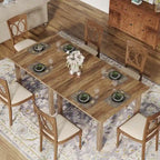 Brown / Black Square Dining Table – Cracked Oak Finish, Solid Wood Legs, Seats 2–4