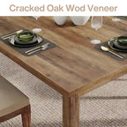 Brown / Black Square Dining Table – Cracked Oak Finish, Solid Wood Legs, Seats 2–4