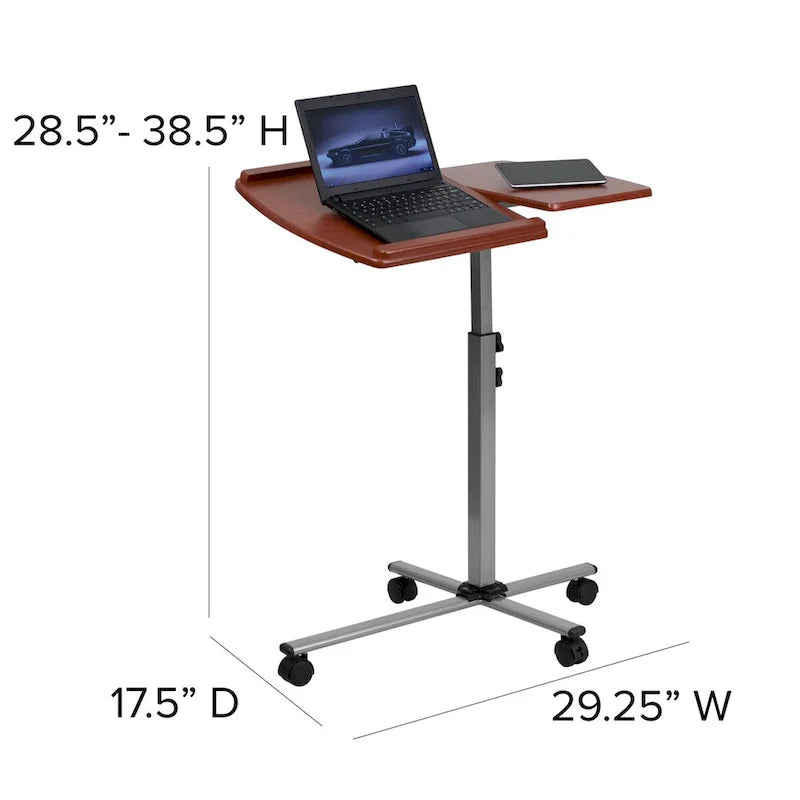 Mobile Laptop Desk - Cherry Top - Height Adjustable