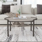 Round Coffee Table, Light Grey, Steel Frame