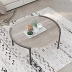 Round Coffee Table, Light Grey, Steel Frame
