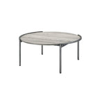 Round Coffee Table, Light Grey, Steel Frame