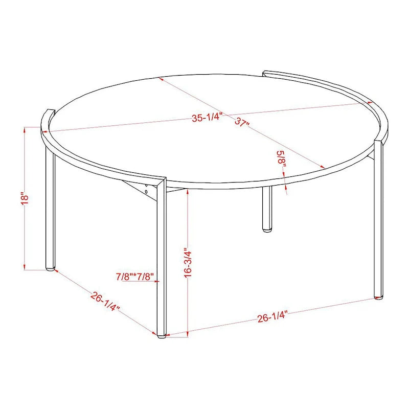 Round Coffee Table - Light Grey - 37 - Steel Frame