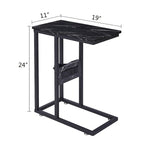 Black C-Shaped Side Table with USB Charging Station