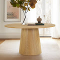 Oak Round Pedestal Dining Table for 6 - Natural Wood Finish