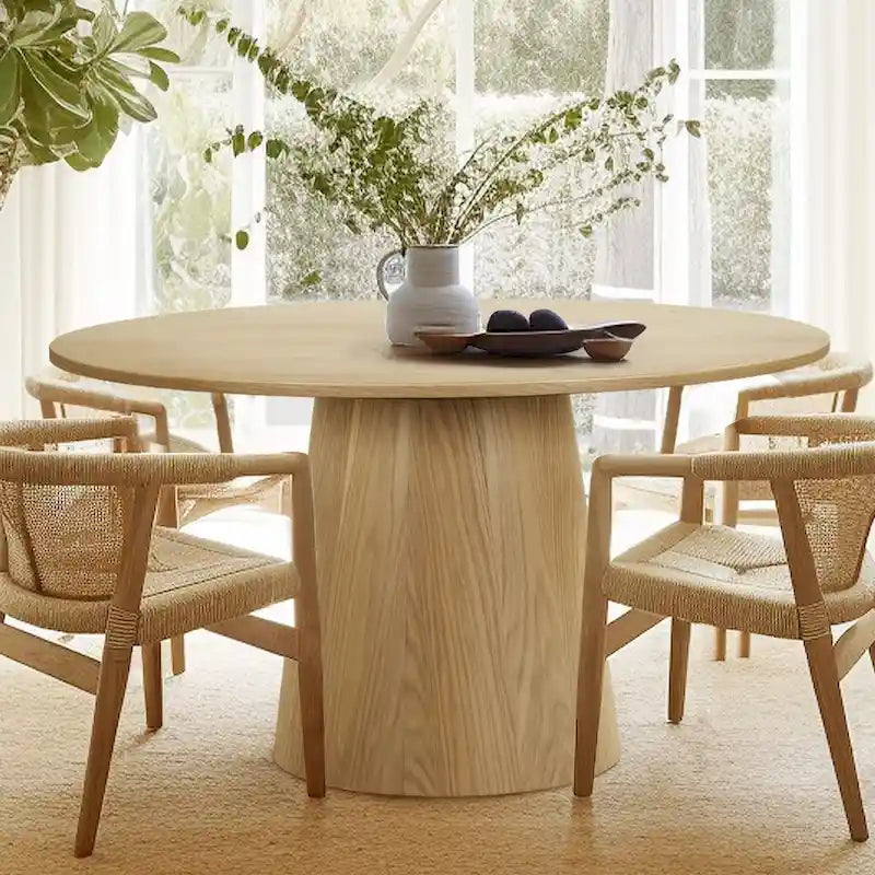 52 Solid Oak Round Pedestal Dining Table