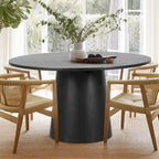 Oak Round Pedestal Dining Table for 6 - Natural Wood Finish