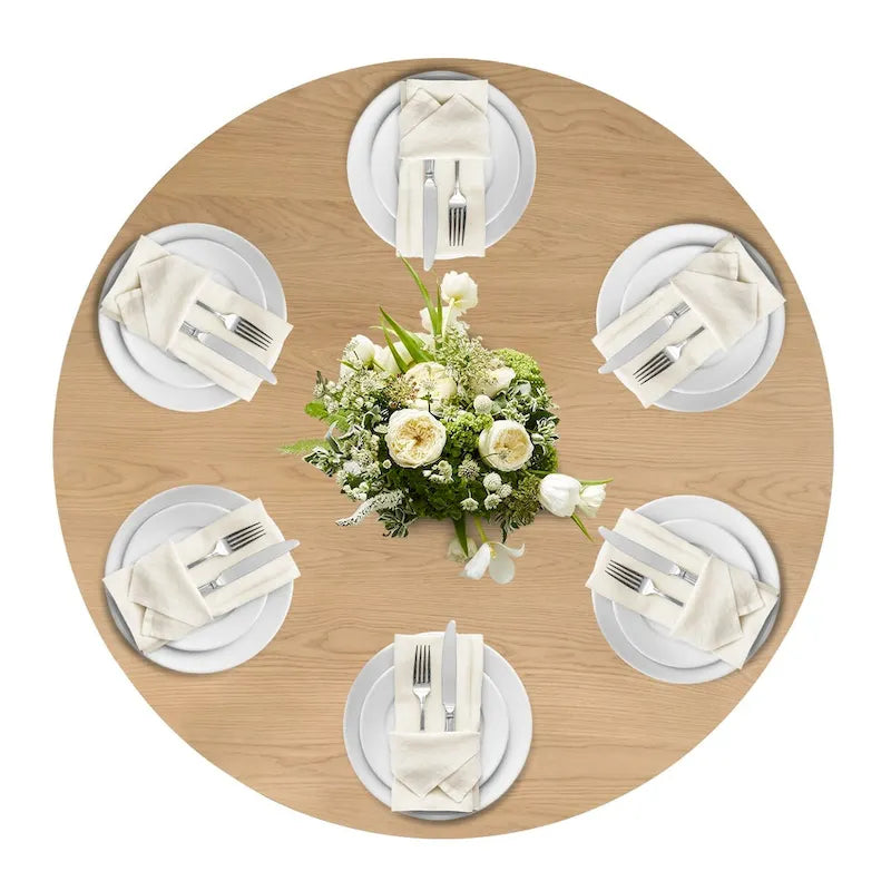 Oak Round Pedestal Dining Table for 6 - Natural Wood Finish