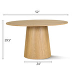 Oak Round Pedestal Dining Table for 6 - Natural Wood Finish