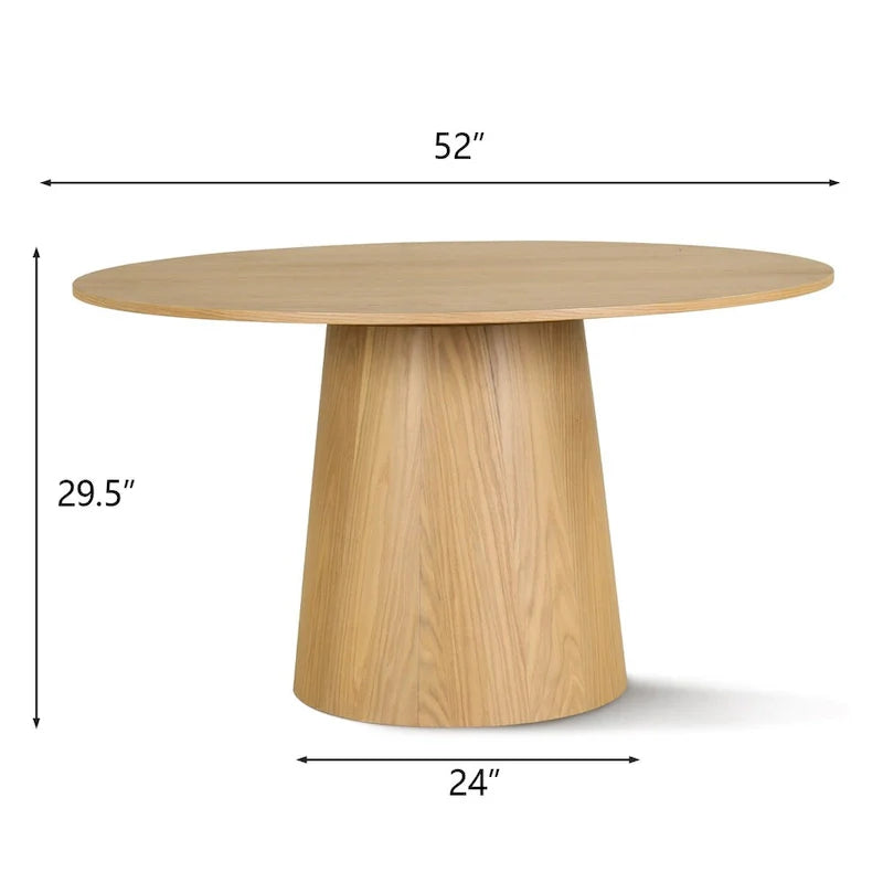 Oak Round Pedestal Dining Table for 6 - Natural Wood Finish