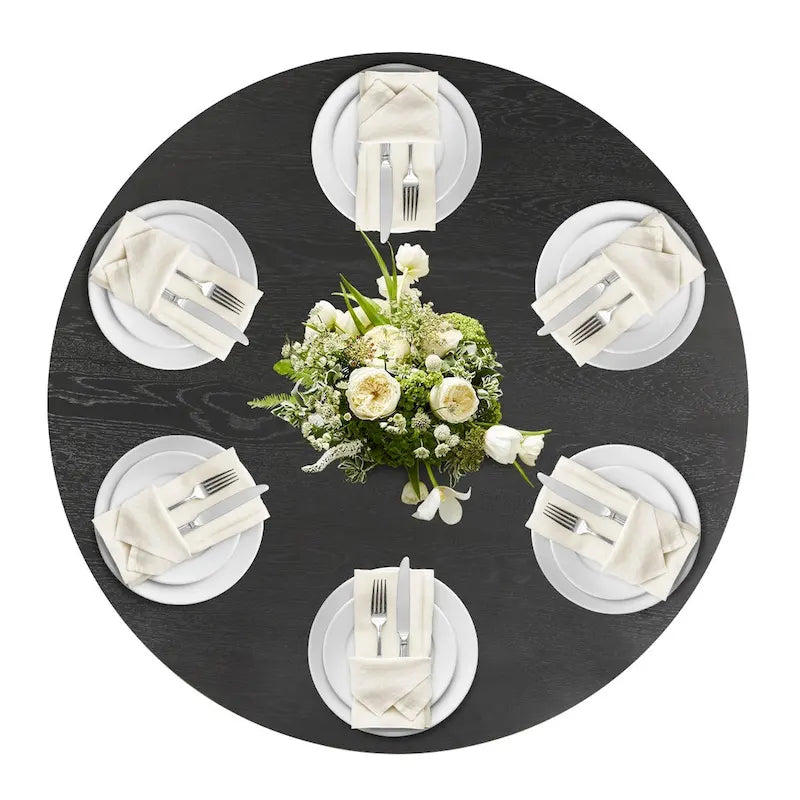 Oak Round Pedestal Dining Table for 6 - Natural Wood Finish