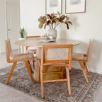 Oak Round Pedestal Dining Table for 6 - Natural Wood Finish