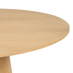 Oak Round Pedestal Dining Table for 6 - Natural Wood Finish