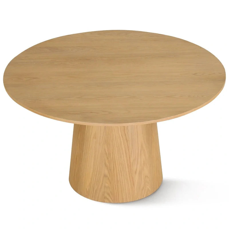 Oak Round Pedestal Dining Table for 6 - Natural Wood Finish