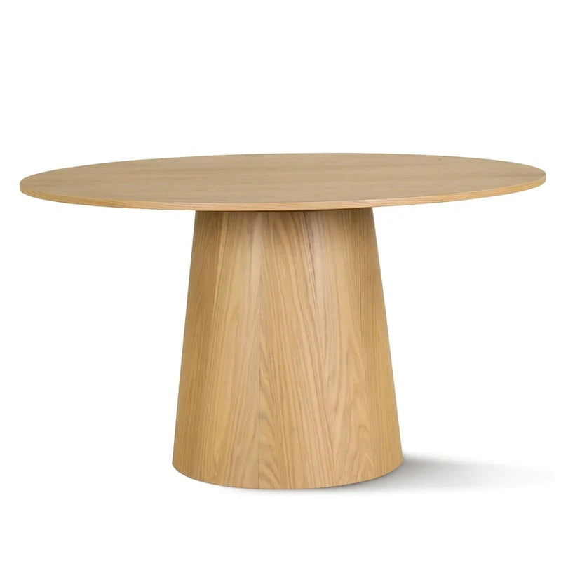Oak Round Pedestal Dining Table for 6 - Natural Wood Finish