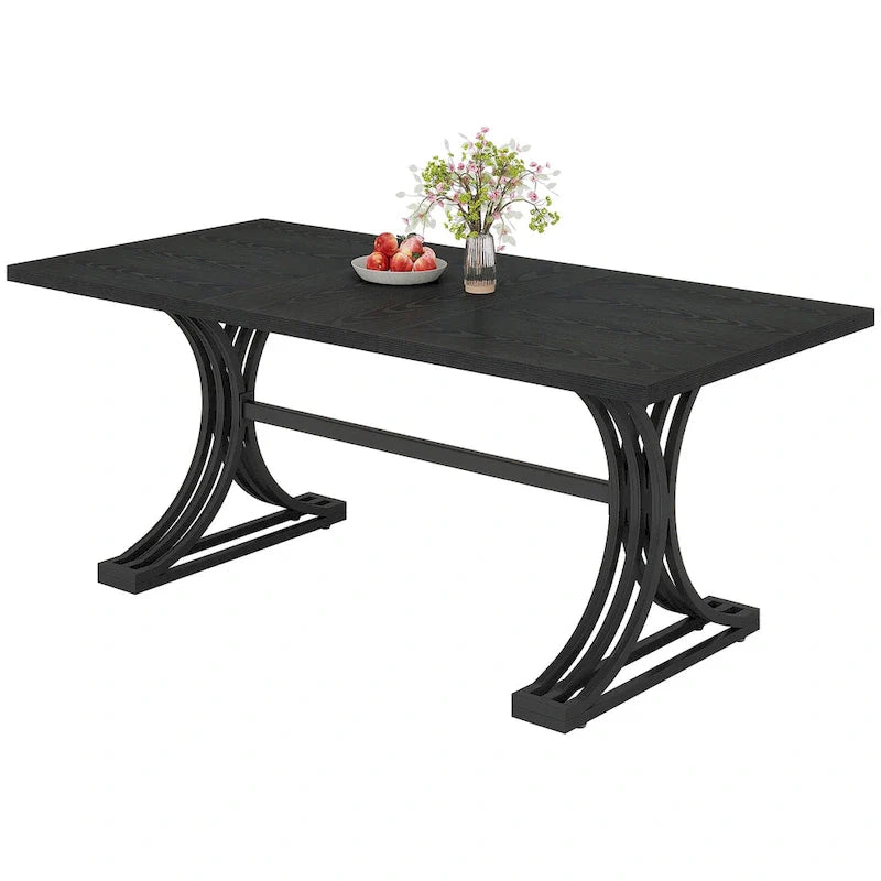 Faux Marble Dining Table with Gold Legs for 6-8