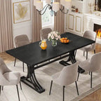 Faux Marble Dining Table with Gold Legs for 6-8
