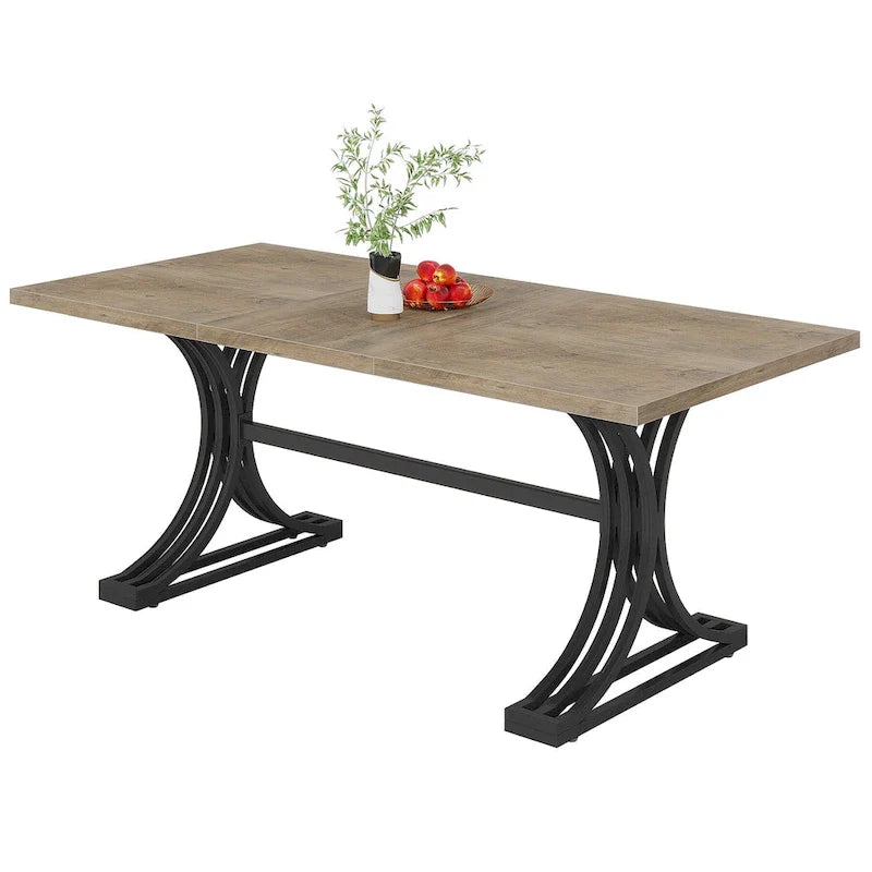 Faux Marble Dining Table with Gold Legs for 6-8