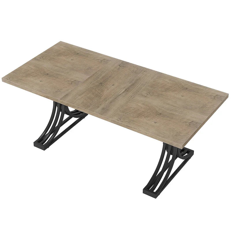 Faux Marble Dining Table with Gold Legs for 6-8