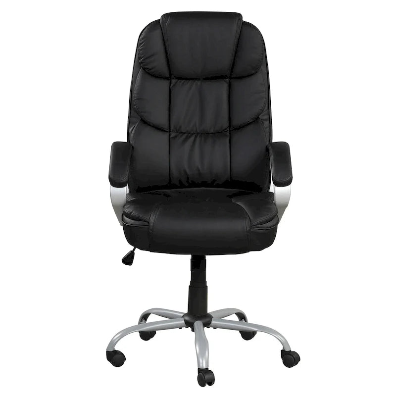 Mid-Back Ergonomic Office Chair - Black Faux Leather