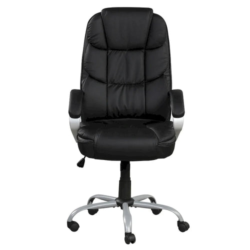 Black Faux Leather Mid-Back Swivel Office Chair, Single-User