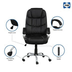Mid-Back Ergonomic Office Chair - Black Faux Leather