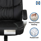Mid-Back Ergonomic Office Chair - Black Faux Leather