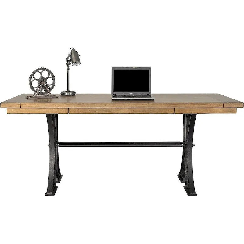Rustic Writing Desk - Brown - Steel Frame