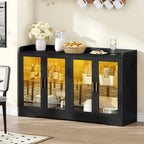 Moasis 55 Sideboard Buffet Cabinet with LED Light, Storage Cabinet with Doors and Adjustable Shelves