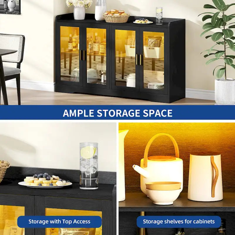 55 Buffet Cabinet with LED Lights and Acrylic Doors