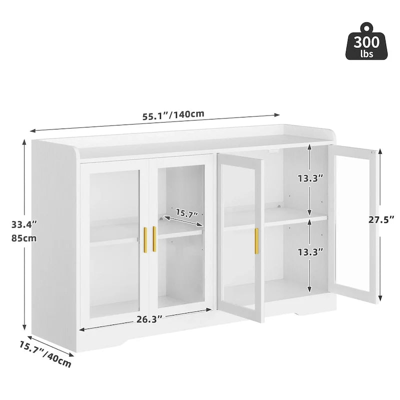 55 Buffet Cabinet with LED Lights and Acrylic Doors