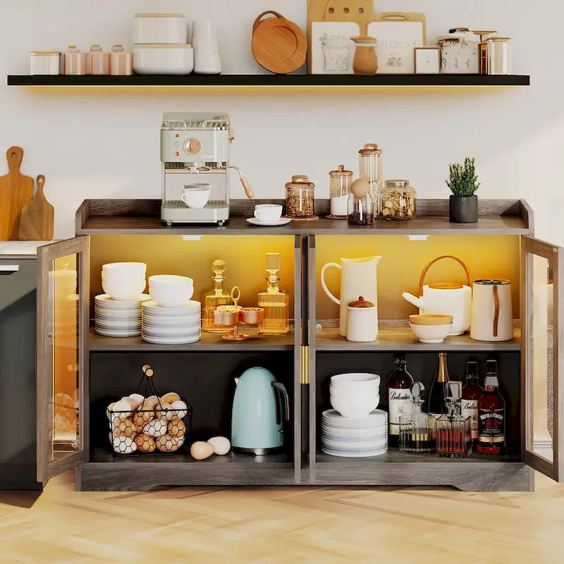 55 Buffet Cabinet with LED Lights and Acrylic Doors