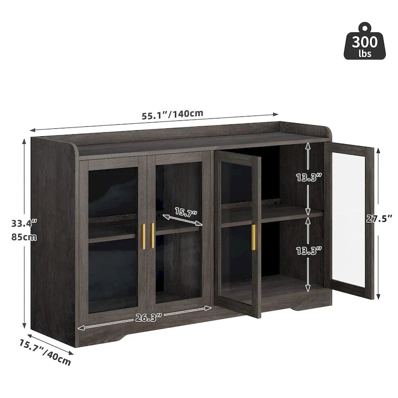 55 Buffet Cabinet with LED Lights and Acrylic Doors