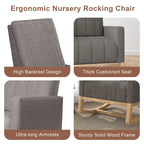 Grey Teddy Velvet Rocking Chair with Adjustable Back & Footrest, 1-Person