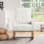 Grey Teddy Velvet Rocking Chair with Adjustable Back & Footrest, 1-Person