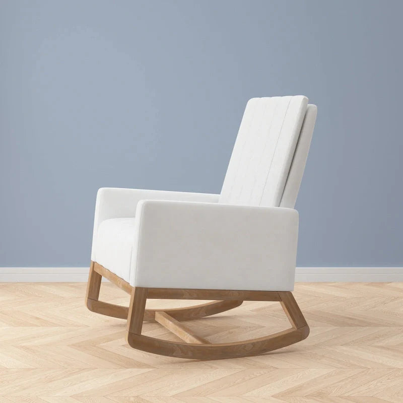 Grey Teddy Velvet Rocking Chair with Adjustable Back & Footrest, 1-Person
