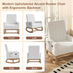 Grey Teddy Velvet Rocking Chair with Adjustable Back & Footrest, 1-Person