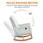 Grey Teddy Velvet Rocking Chair with Adjustable Back & Footrest, 1-Person