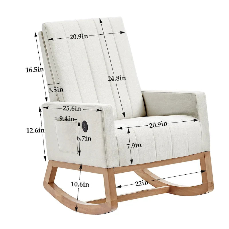 Grey Teddy Velvet Rocking Chair with Adjustable Back & Footrest, 1-Person