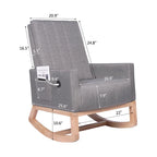 Grey Teddy Velvet Rocking Chair with Adjustable Back & Footrest, 1-Person