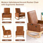 Grey Teddy Velvet Rocking Chair with Adjustable Back & Footrest, 1-Person