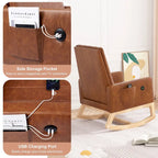Grey Teddy Velvet Rocking Chair with Adjustable Back & Footrest, 1-Person