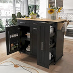 Kitchen Island Cart - Black/White - Drop Leaf - Rolling