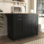 Kitchen Island Cart - Black/White - Drop Leaf - Rolling
