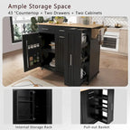 Kitchen Island Cart - Black/White - Drop Leaf - Rolling