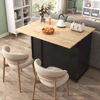 Kitchen Island Cart - Black/White - Drop Leaf - Rolling