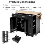 Kitchen Island Cart - Black/White - Drop Leaf - Rolling