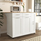 Kitchen Island Cart - Black/White - Drop Leaf - Rolling